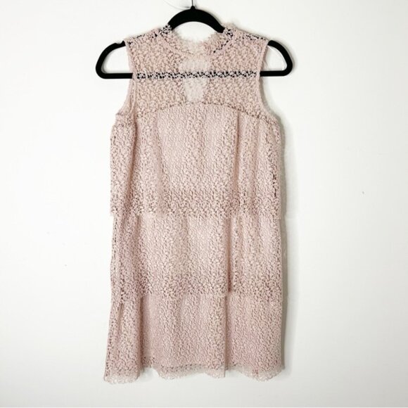 ZARA Women's Mini Dress Lace Crochet Tiered layers Romantic Pink nude Size XS - Picture 2 of 16